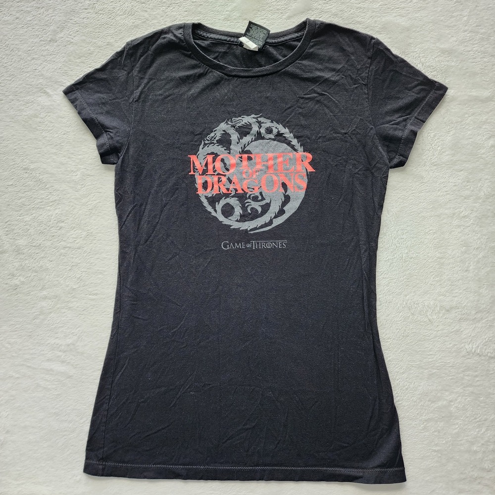 HBO Game of Thrones T-Shirt Womens Small Black Mother of Dragons Graphic Tee Top